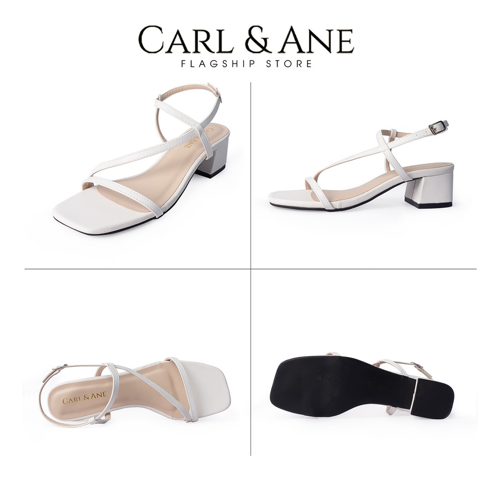 Carl &amp; Ane - Giày sandal cao gót phối dây quai mảnh cao 4cm màu trắng _ CS011