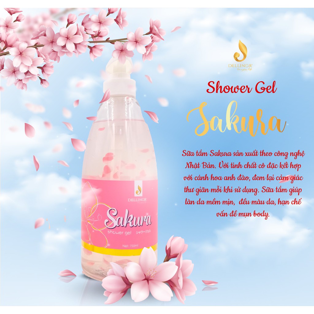Sữa tắm hoa anh đào Sakura thơm mềm mịn quyến rũ 750ml