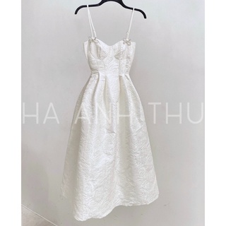 [ HA ANH THU ] Đầm 2s Gấm Dáng Dài ( Không Kèm Nơ Đá )