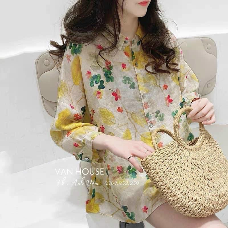 Áo Sơ Mi Hoa Vàng Siêu Hot