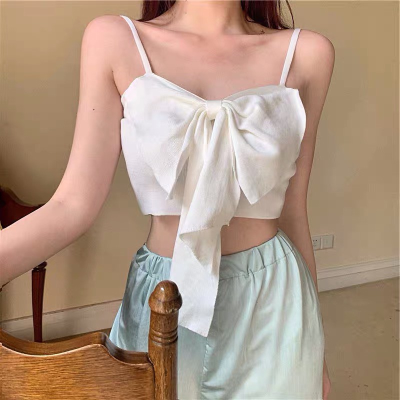[Mã 44FASHIONSALE1 giảm 10K đơn 50K] Áo 2 dây phối nơ forgirl thời trang phong cách quyến rũ