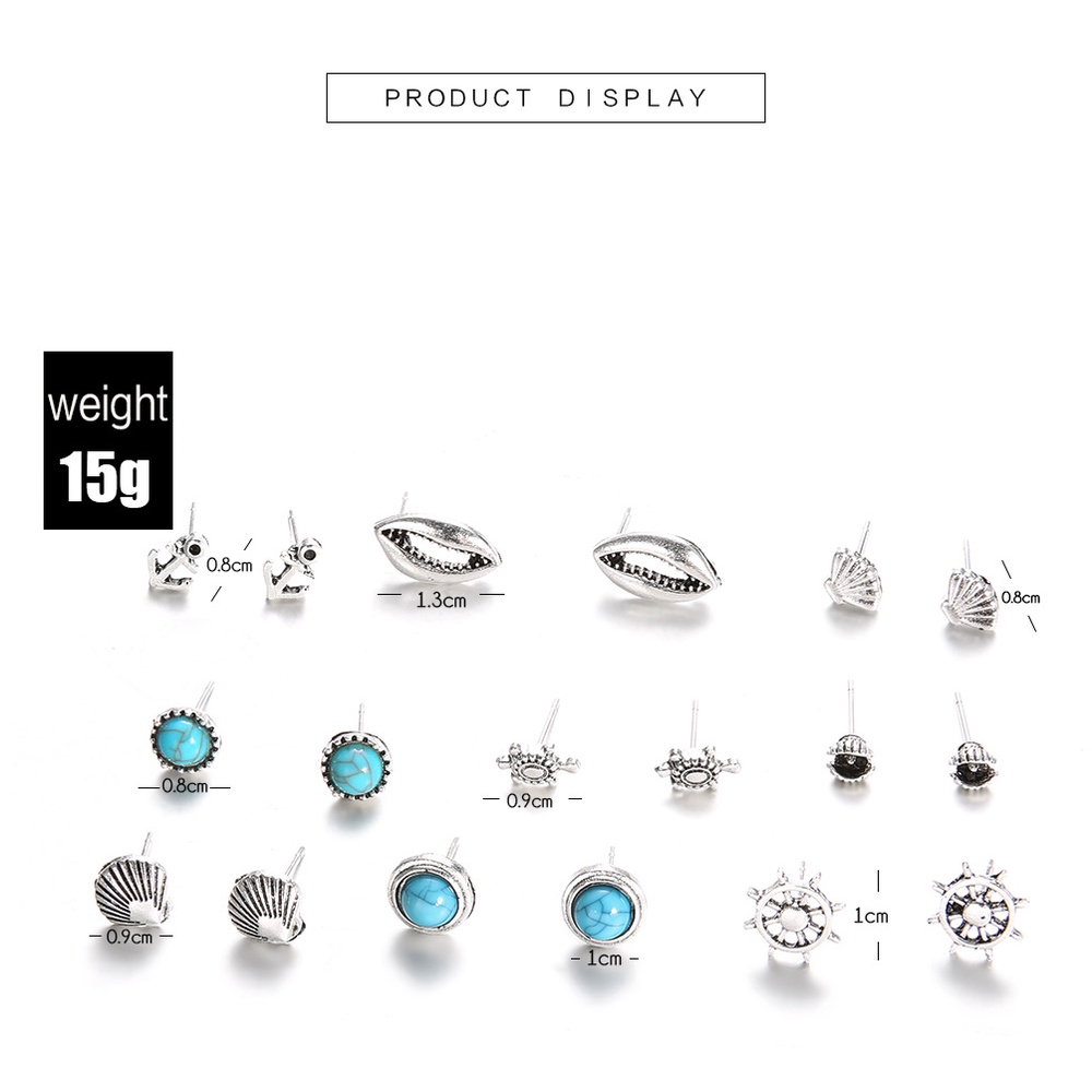 Set 9 cặp bông tai nữ thời trang kiểu dáng biển cả cực đẹp