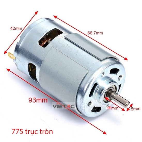 Motor chổi than 775/895 lắp ráp tàu, xe điều khiển từ xa, hai bạc đạn