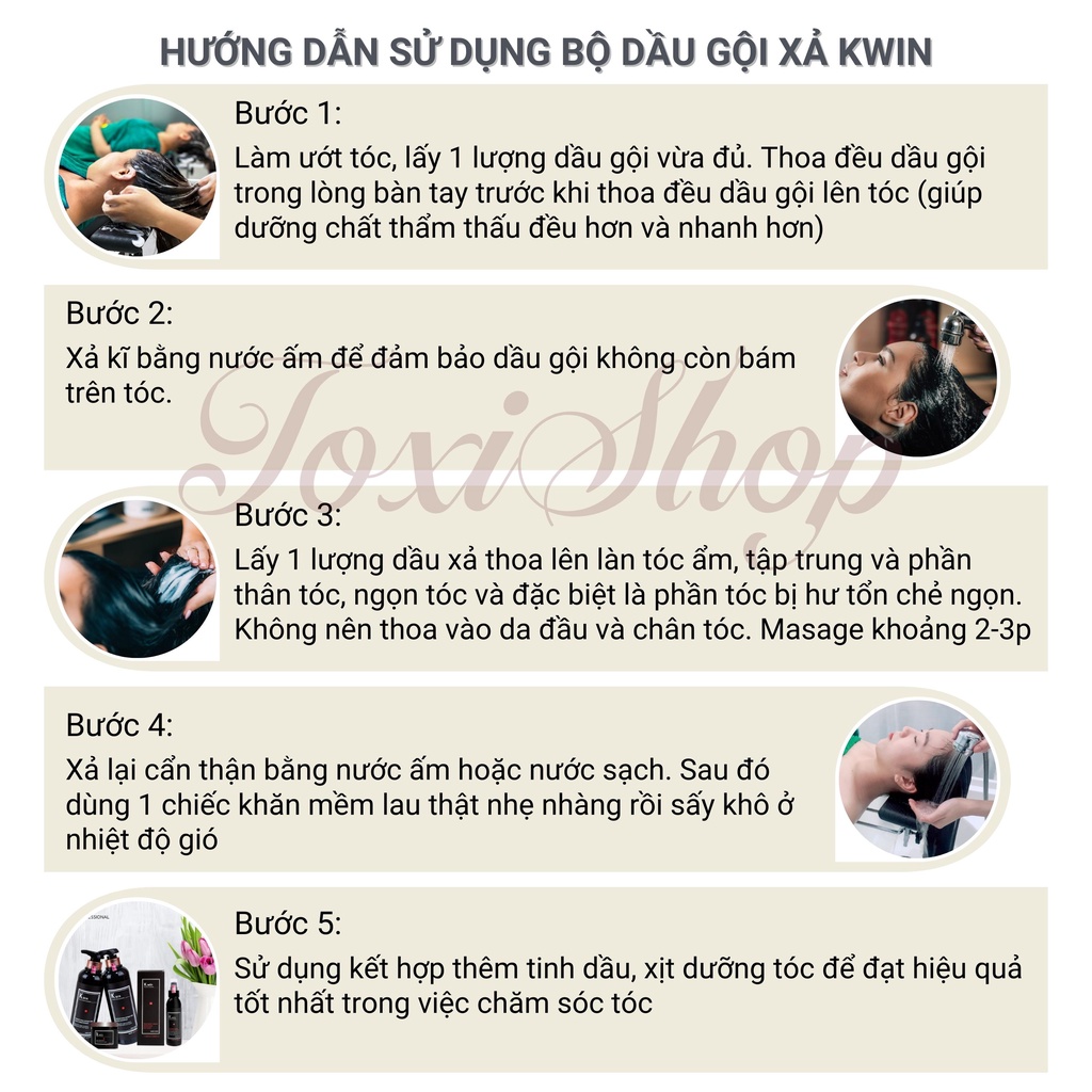 Dầu gội cặp Kwin dầu gội xả cặp hương nước hoa siêu mềm mượt Luxury Smoothing Repair and Loss 1000ml