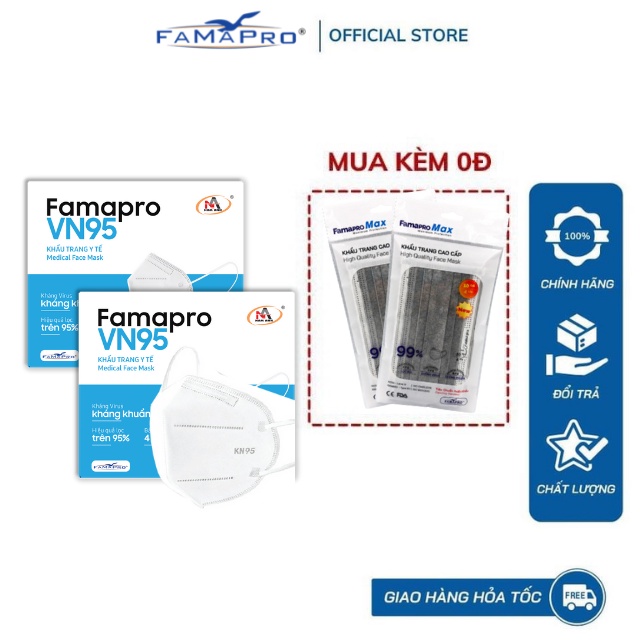 COMBO 2 HỘP Khẩu trang y tế kháng khuẩn 4 lớp Famapro VN95