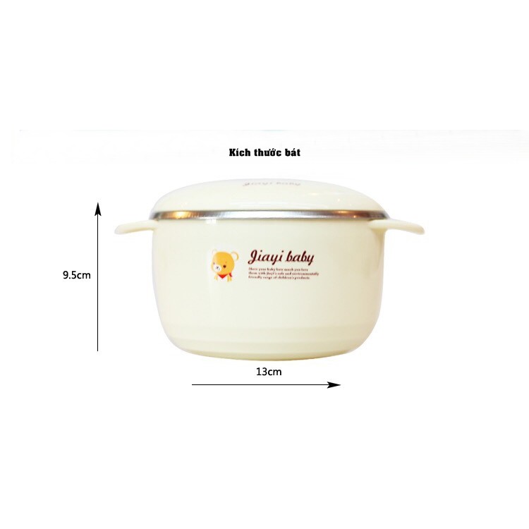 Bát ăn dặm chống lật, giữ nhiệt kèm thìa GIAYI BABY DD122