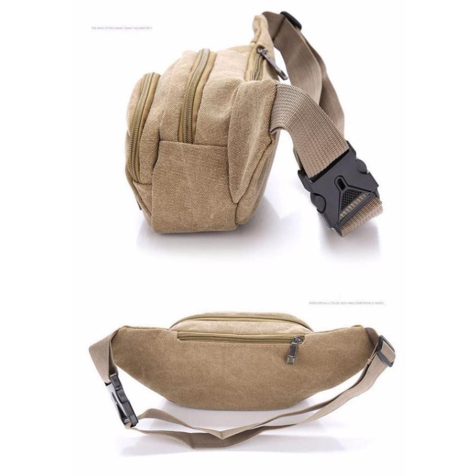 Túi đeo bụng 3 ngăn  Wanfuniao chất liệu vải dày bền chống trầy xước, có nhiều ngăn đựng - HV Store 390