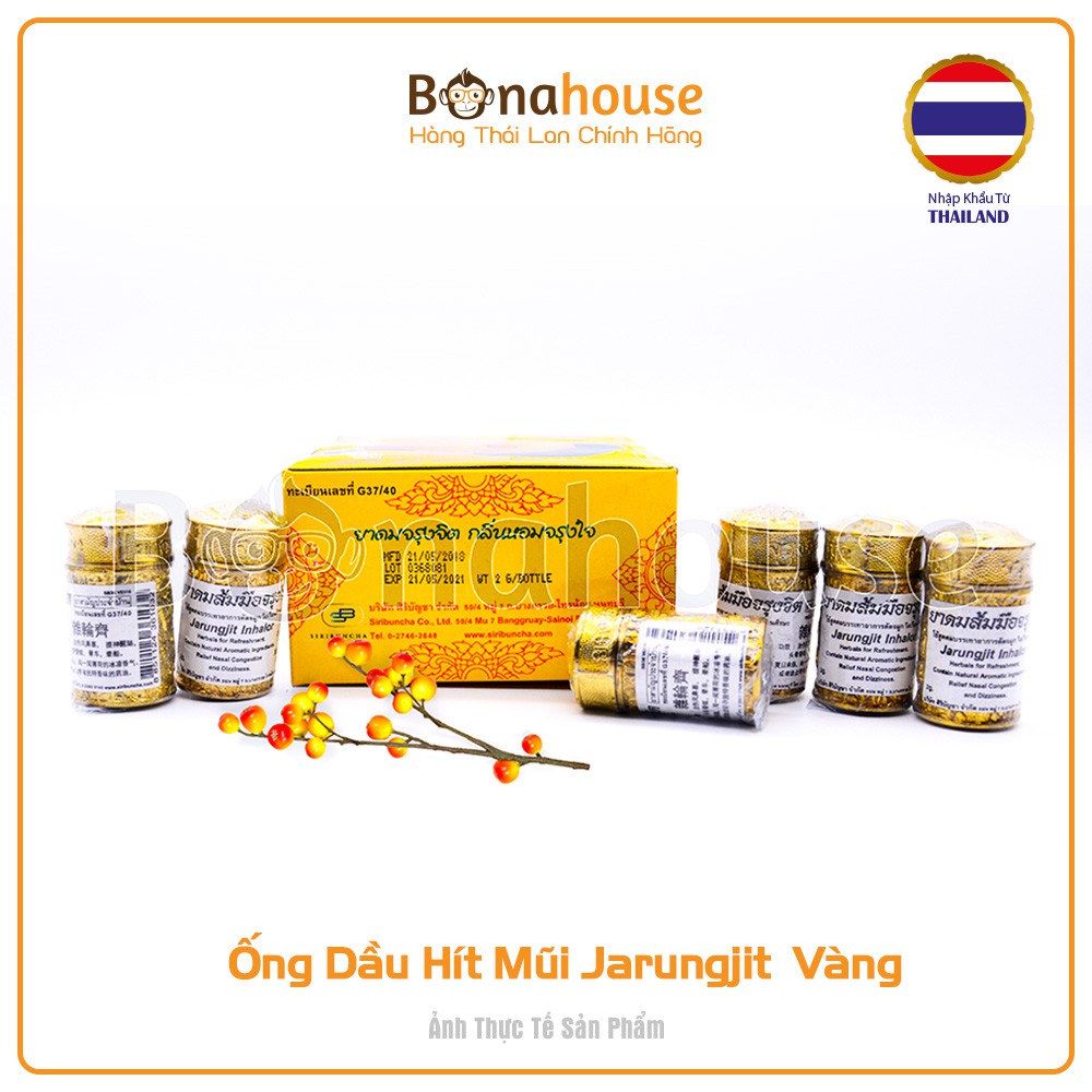 01 Ống Dầu Hít Mũi Jarungjit  Vàng Thái Lan