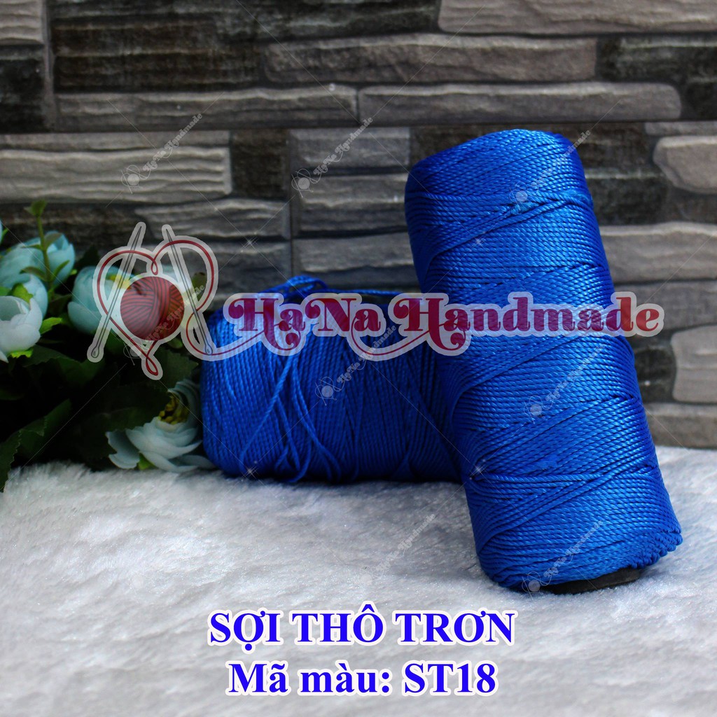 Combo sợi thô trơn và nút tròn gỗ handamde