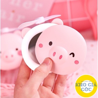 Quạt Mini Hình Con Lợn Có Gương Đèn