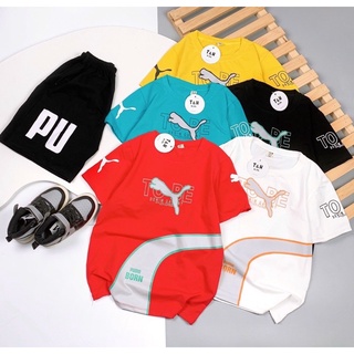 Bộ thun cộc tay size nhỡ chất cotton tàu cho bé trai 14-26kg tobe puma m233