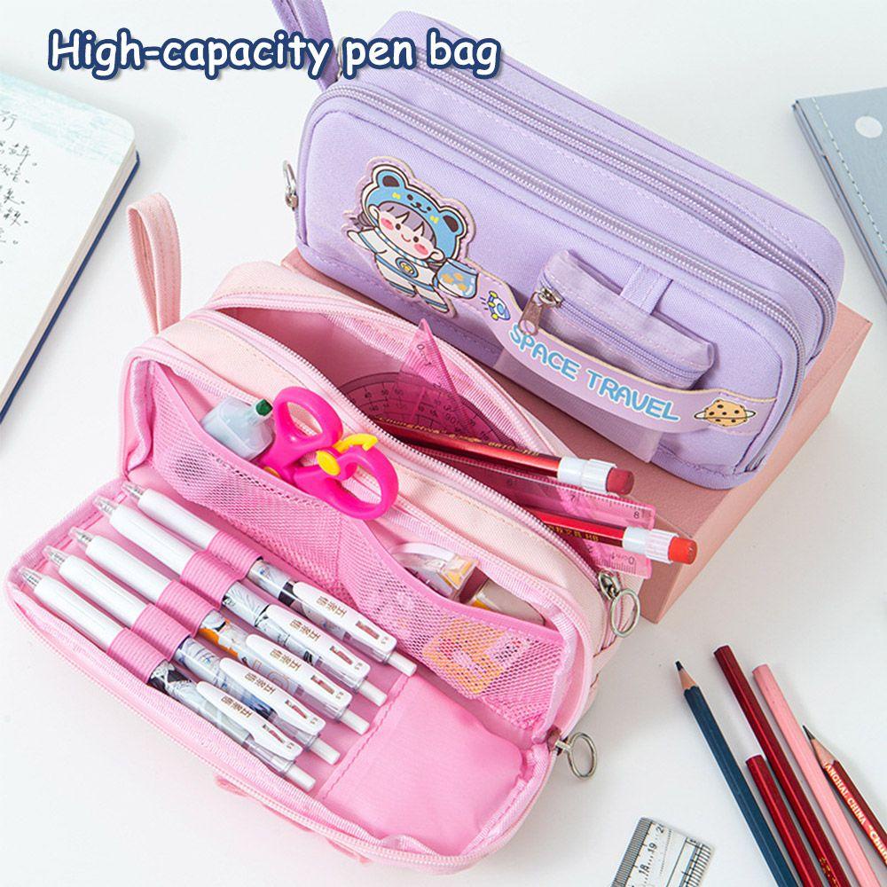 LANFY Túi Đựng Bút Bằng Vải Canvas Sức Chứa Lớn Tiện Dụng