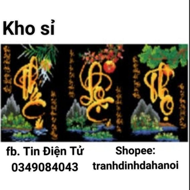 TRANH ĐÍNH ĐÁ PHÚC LỘC THỌ DF850 - 90X50CM