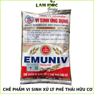 Chế phẩm vi sinh Em - EMUNIV dùng ủ phân hữu cơ, xử lý rác thải hữu cơ cao cấp - Gói 200 Gram