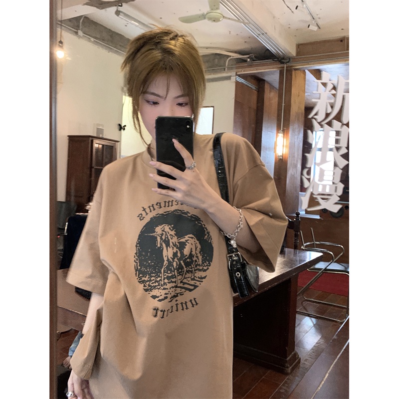 Áo thun NRVP tay ngắn cổ tròn 100% cotton phong cách Hàn Quốc thời trang cho nữ