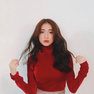 Áo croptop tay dài body chất nhung cổ lọ cao - By SugarG