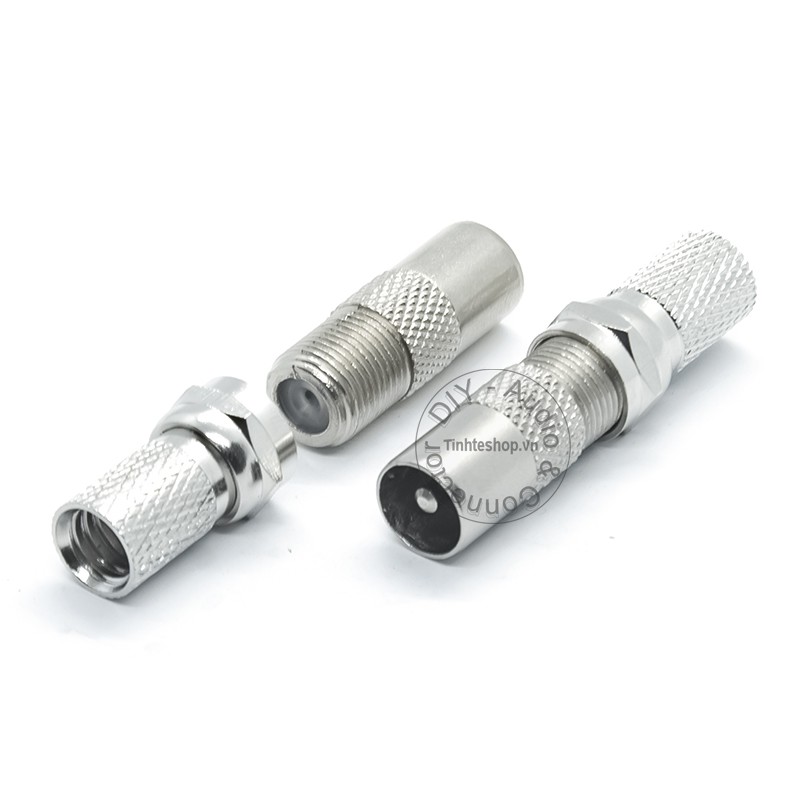 Đầu bấm jack cắm anten TV kèm chuôi vặn F5 - Rắc cắm 9.5mm cho TV Đầu DVB