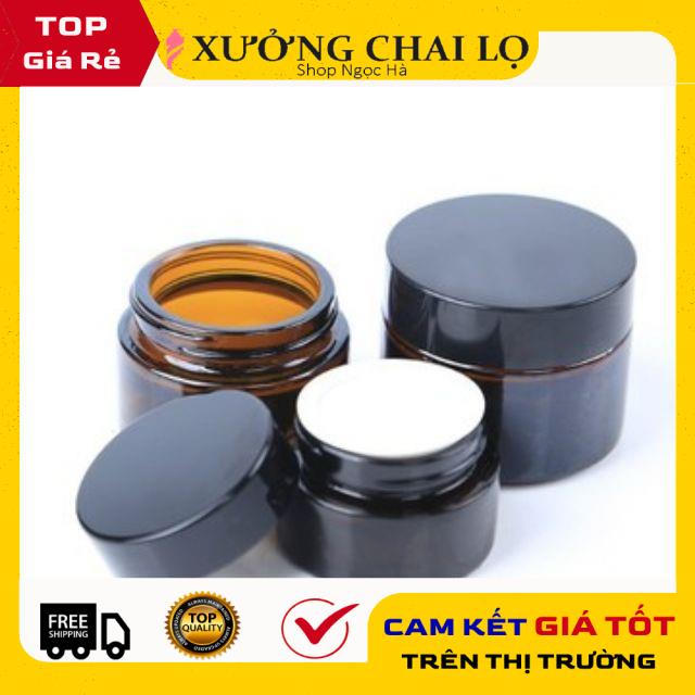 Hủ Thủy Tinh Nâu đựng kem face, phụ kiện du lịch