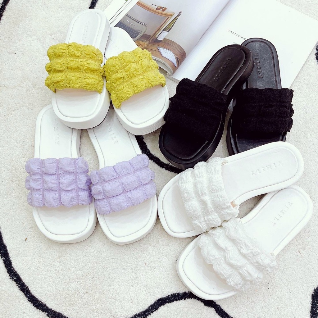 Dép nữ 2p đế bánh mì QUAI XỐP mẫu mới tươi trẻ nhiều màu