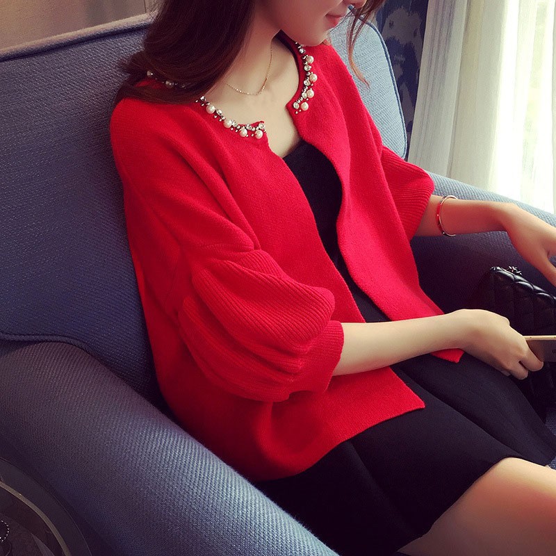 Áo khoác Cardigan tay phồng màu trơn thời trang cho nữ