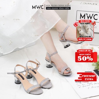 Giày Cao Gót Nữ MWC Hở Mũi Đế Tròn 5cm Kẻ Sọc NUCG-3820