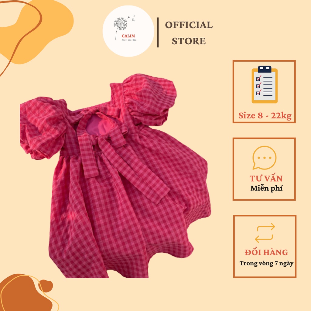 Váy bé gái, đầm công chúa xinh xắn từ 8kg - 22kg phối hợp thắt nơ lưng cho bé gái - CARO