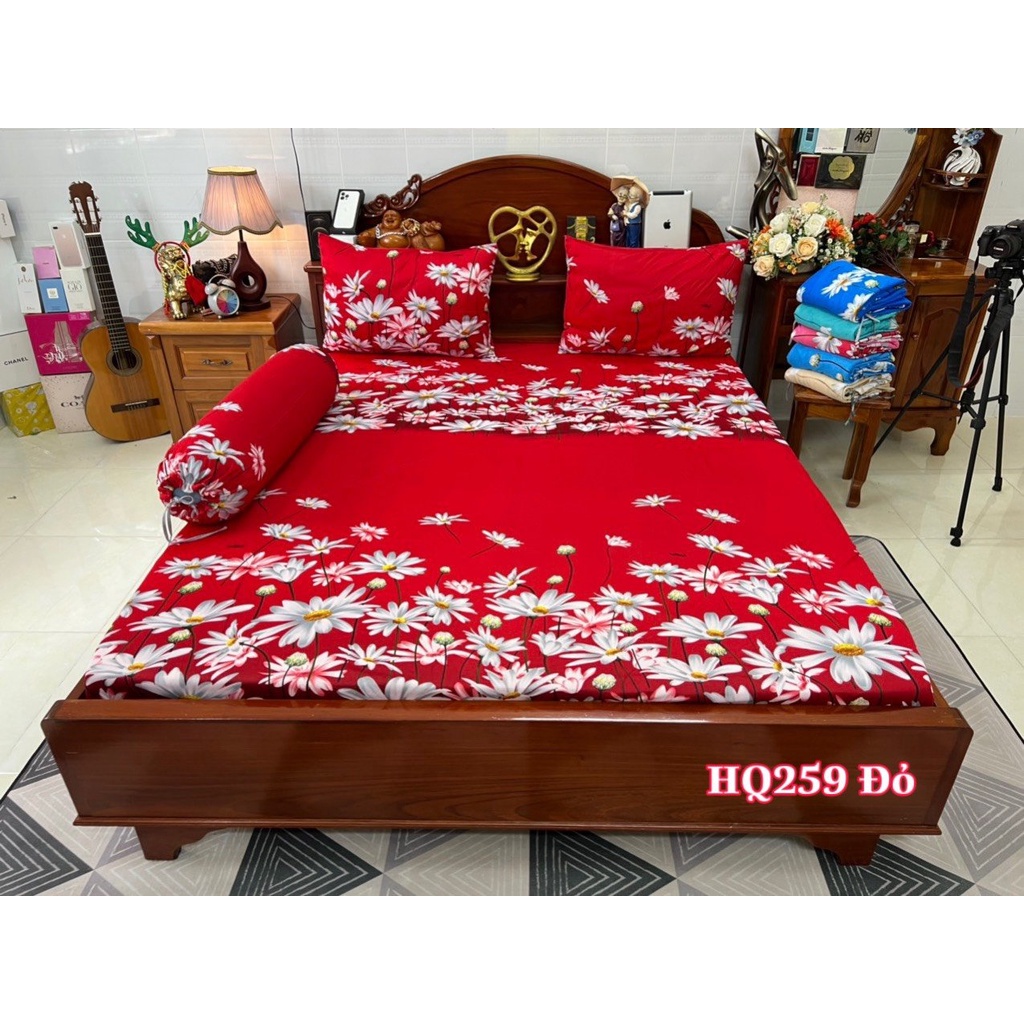 Drap Hoàng Kim 4 Món Thun Lạnh Họa Tiết Hoa HQ259