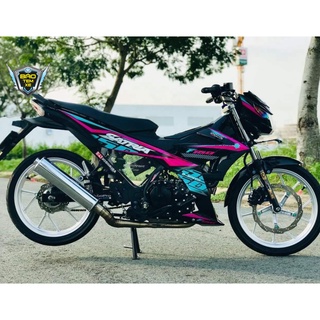 Tem rời dán xe satria fi xanh hồng