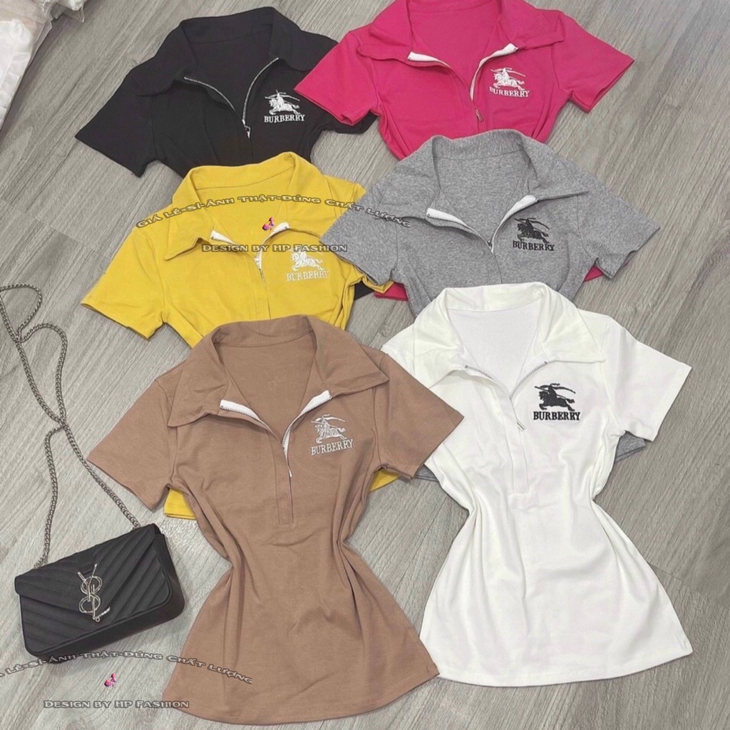 Áo polo nữ ôm body cổ bẻ tay ngắn thun xịn thêu phong cách hàn quốc cực dễ thương mẫu mới thời trang 2021