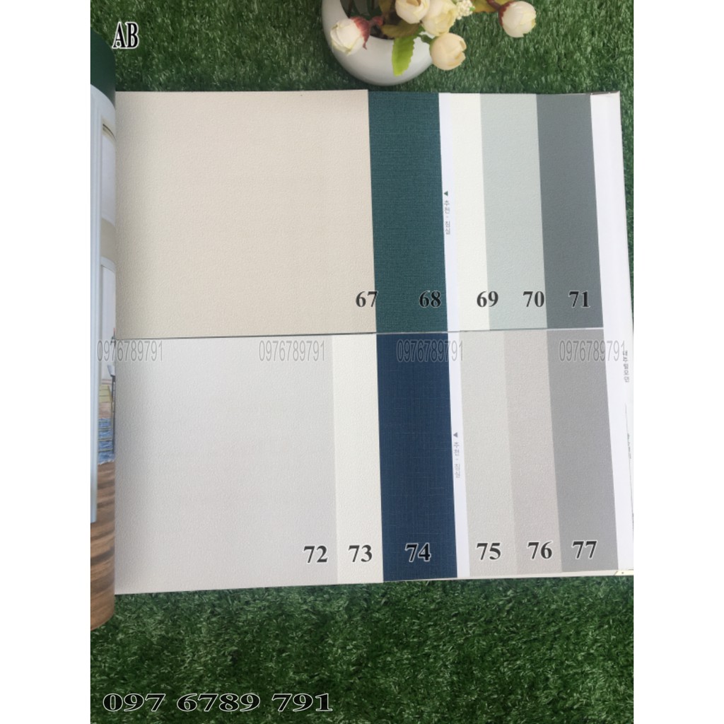 Giấy Dán Tường Hàn Quốc Trơn Mịn Vân Sơn AB Cho Phòng Ngủ Phòng Khách Khổ 1.06m Màu Trắng, Hồng, Xanh, Xám