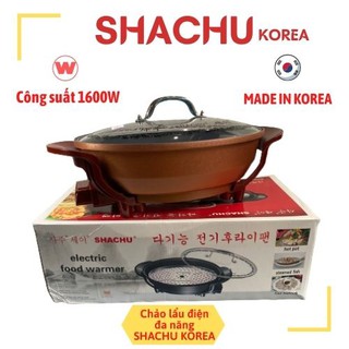 Chảo, nồi điện Shachu Hàn Quốc đa năng chiên xào nhanh chóng - Tặng Xửng Hấp Inox