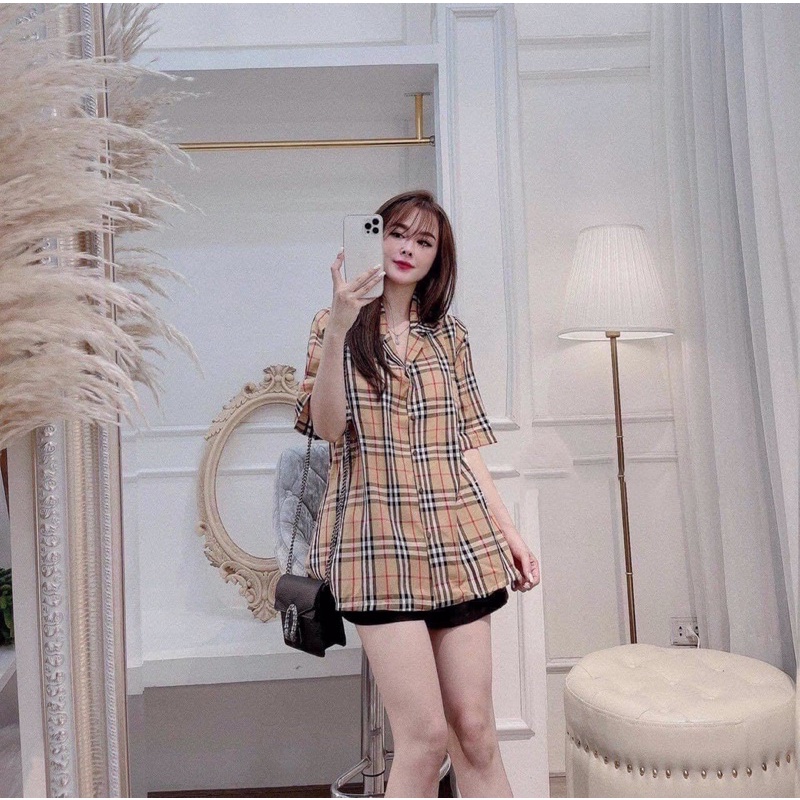 sơ mi kẻ tay lỡ