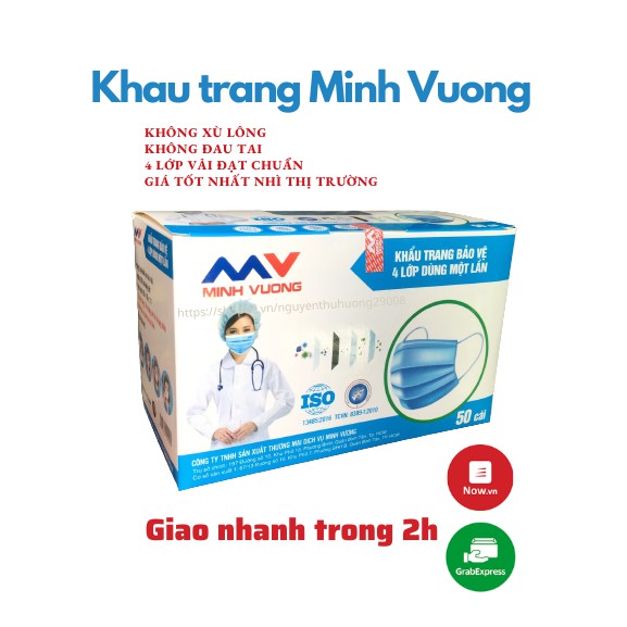 Hộp Khẩu Trang Y Tế Minh Vượng 4 lớp 50 cái lọc khói bụi và vi khuẩn, khẩu trang Minh Vượng | BigBuy360 - bigbuy360.vn