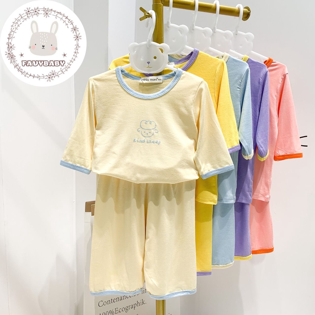 Bộ Tay Lửng Quần Lửng MINKY MOM Chính Hãng Bé Trai Bé Gái Thun Lạnh Đơn Sắc Hoạ Tiết Baby Bé 0 1 2 3 4 5 Tuổi - Favybaby