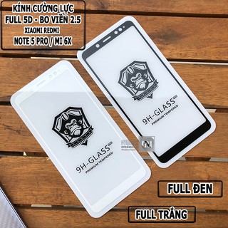 Kính cường lực 9H dành cho máy Xiaomi Redmi Note 5 Pro - Full viền đen và trắng