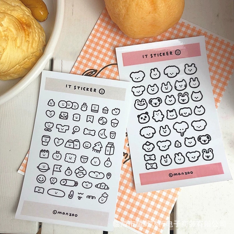 Sticker Miếng Dán Trang Trí HynBee Họa Tiết Vẽ Tay Phong Cách Hàn Quốc Dùng Trang Trí Điện Thoại, Bullet Journal