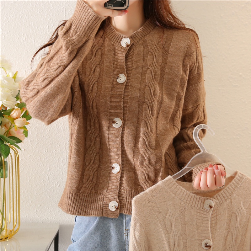 SUXI Áo Khoác Cardigan Dệt Kim Dáng Rộng Phong Cách Cổ Điển Hàn Quốc Thời Trang Mùa Thu Cho Nữ