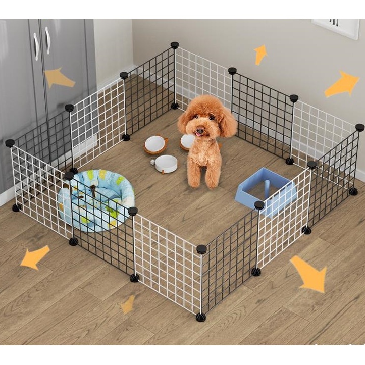 Combo 9 tấm + 1 cửa chuồng lắp ghép chuồng quây chó mèo di dộng thép sơn tĩnh điện- Tặng chốt