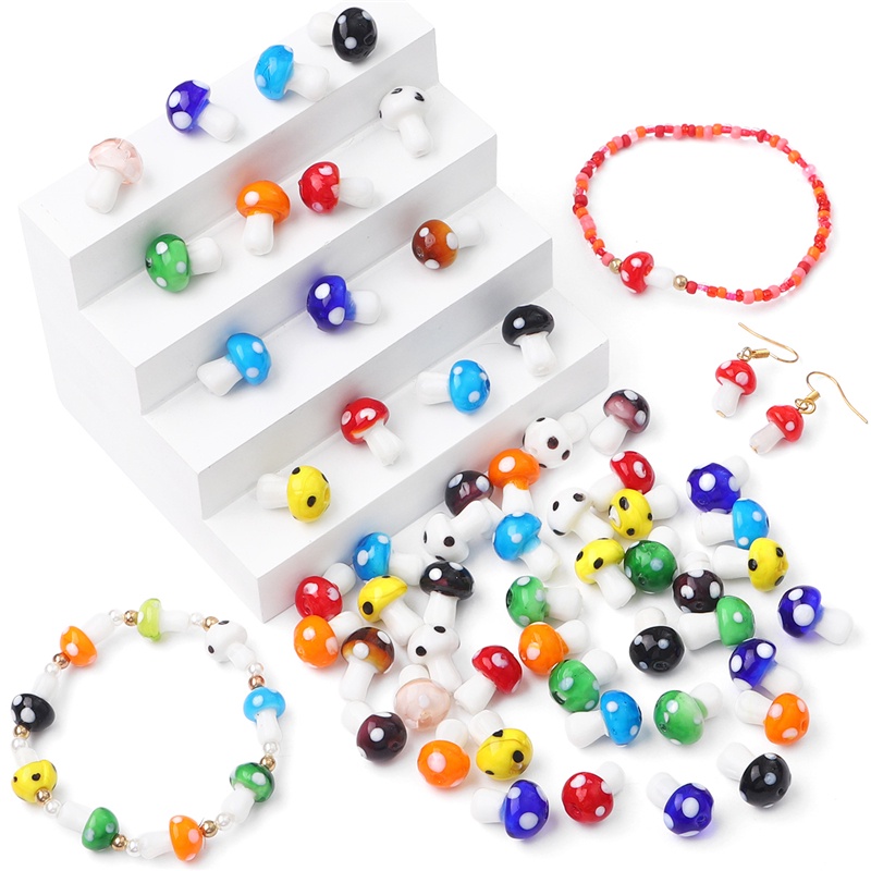 Mặt Dây Chuyền / Khuyên Tai / Mặt Dây Chuyền Hình Cây Nấm Bằng Kính Nhiều Màu diy