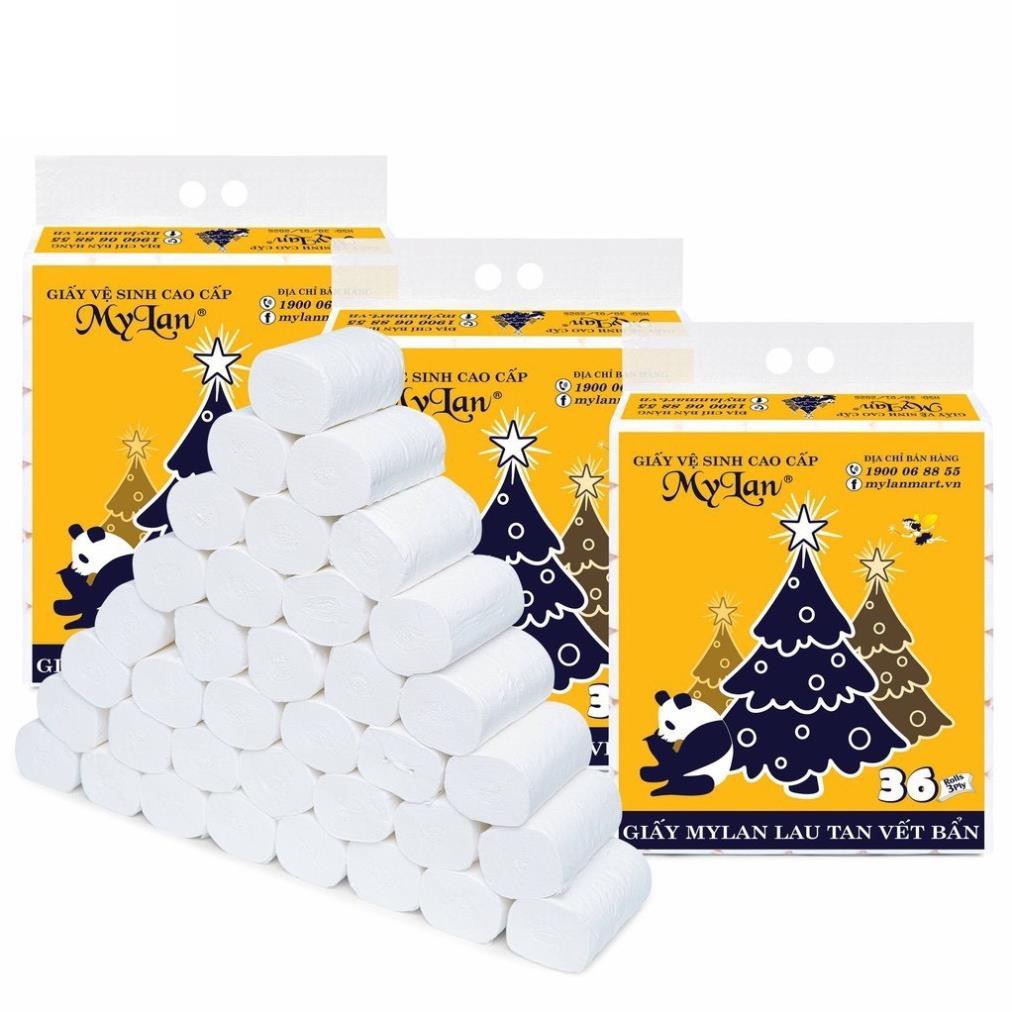 Giấy vệ sinh MyLan gấu thông 36 cuộn 4 lớp siêu dai, siêu mềm (36 cuộn/xách) ken.smartfamily