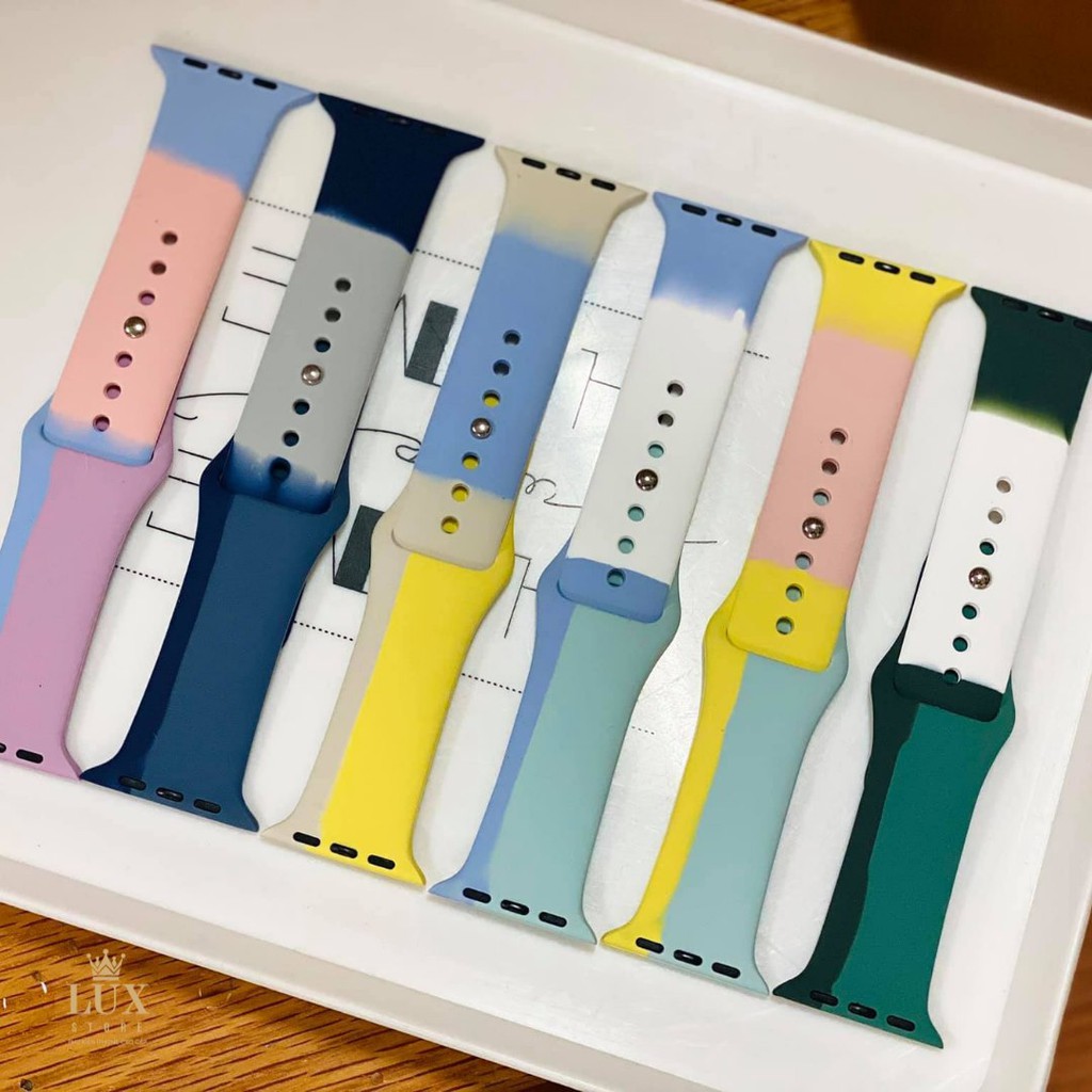 Dây Sport silicon phối màu dành cho Apple Watch đồng hồ thông minh Series 1/2/3/4/5/6/SEE size 38mm 40mm 42mm 44mm