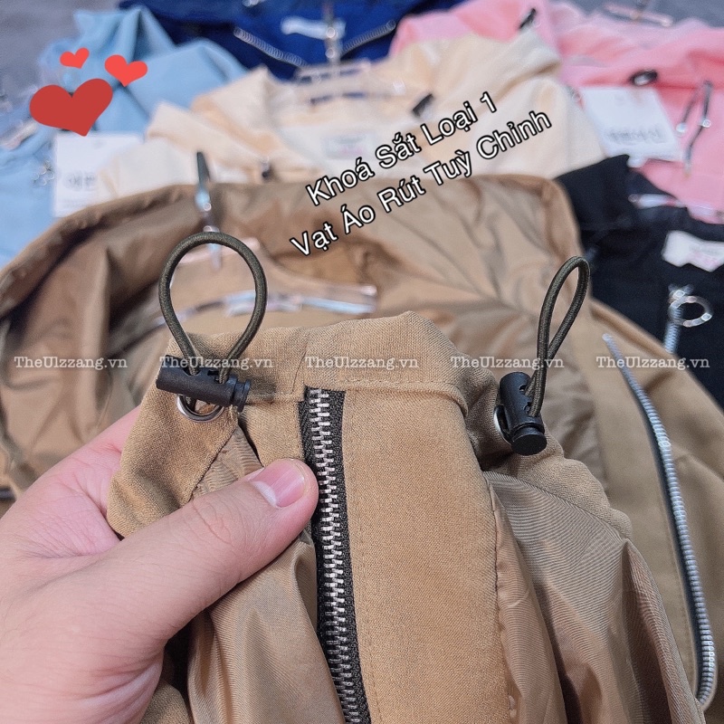 Áo Khoác Quảng Châu Da Lộn 2 Lớp Khóa Zip CC Form Rộng Dơi Tay Phồng Trơn 2 Túi Hộp - DL2011