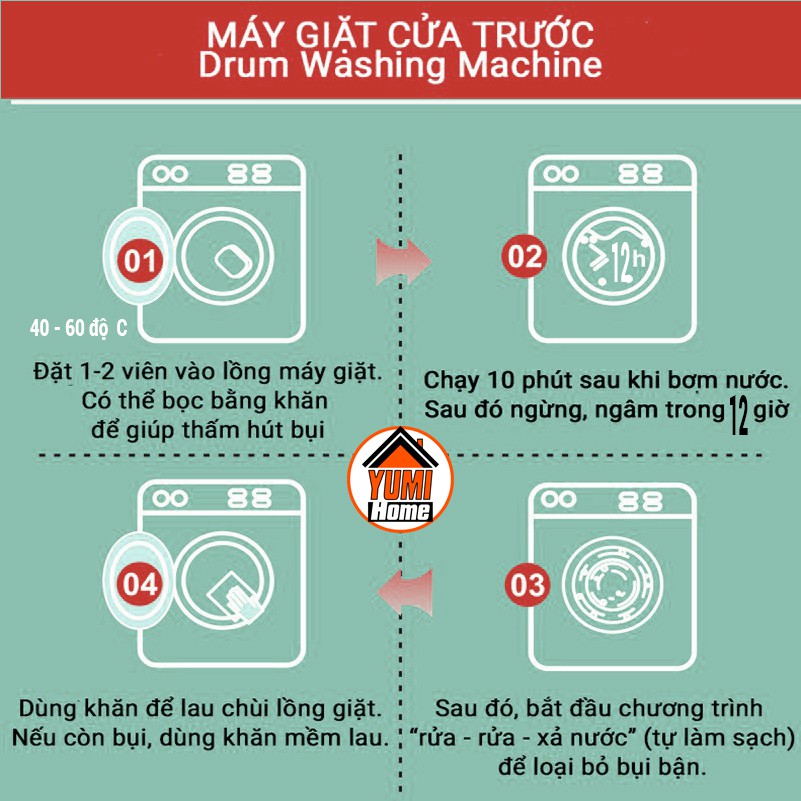 Combo 5 viên tẩy vệ sinh lồng giặt - khử trùng và làm sạch vết bẩn