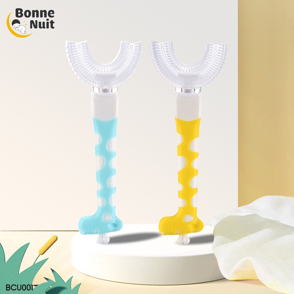 [Rẻ vô địch]  Bàn chải chữ U bằng silicone cao cấp hình hươu cao cổ cho bé