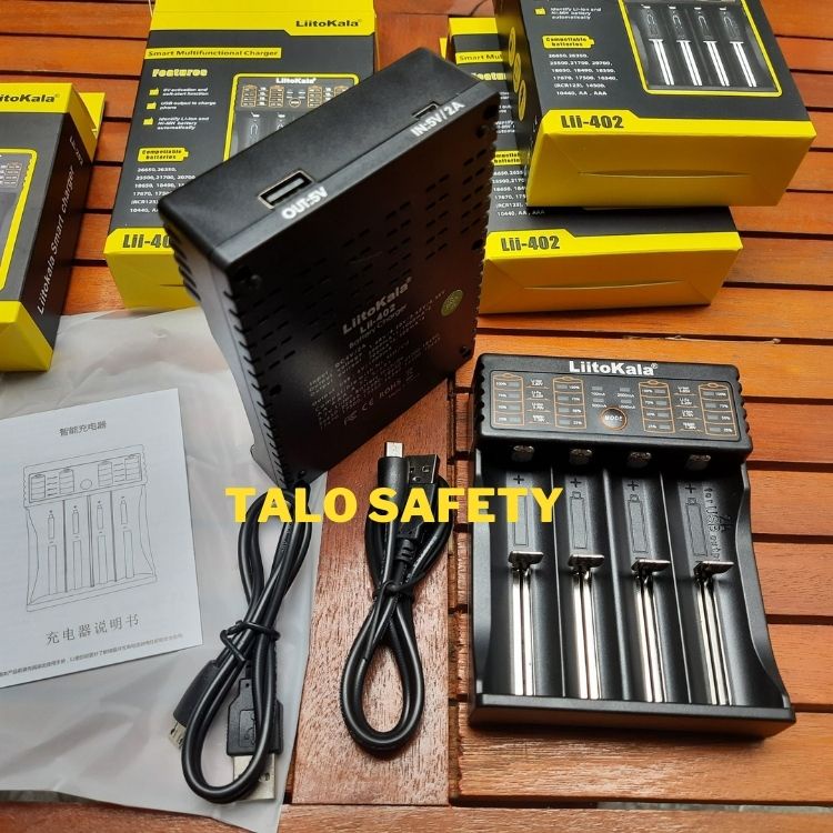 Bộ Sạc Pin chính hãng Liitokala Lii-402, sạc nhiều loại Pin 26650, 22650, 21700, 18650, 18350, 17670, NiMH/NiCd 1.2V
