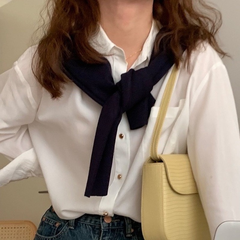 Áo Sơ Mi Tay Dài Cài Nút Vàng Thời Trang Hàn Quốc 21903