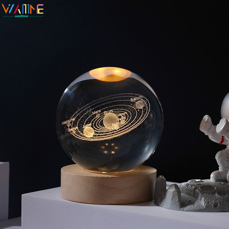 Quả Cầu pha lê Ánh Sáng Ban Đêm 3D khắc Thủy Tinh Bóng Ánh Sáng đơn giản Máy tính để bàn pha lê bóng sáng bóng ánh sáng ban đêm đồ trang trí trang trí (6cm bóng cơ sở) waitime