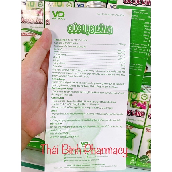 Siro Cúc Lục Lăng - chai 100ml