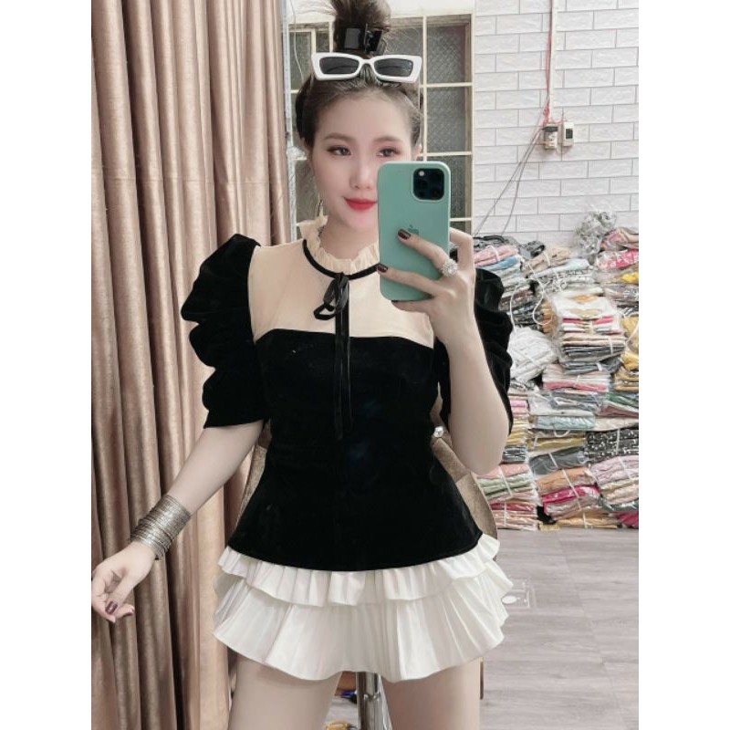 ÁO NHUNG PHỐI VOAN LƯỚI