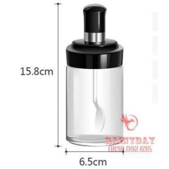 Hũ lọ đựng gia vị thủy tinh kèm muỗng thìa nắp nhựa mini 250ml cao cấp sang trọng